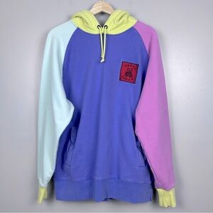 Teddy Fresh Men's Pastel Color Block Hooded Sweatshirt Size L; 90s, Streetwear